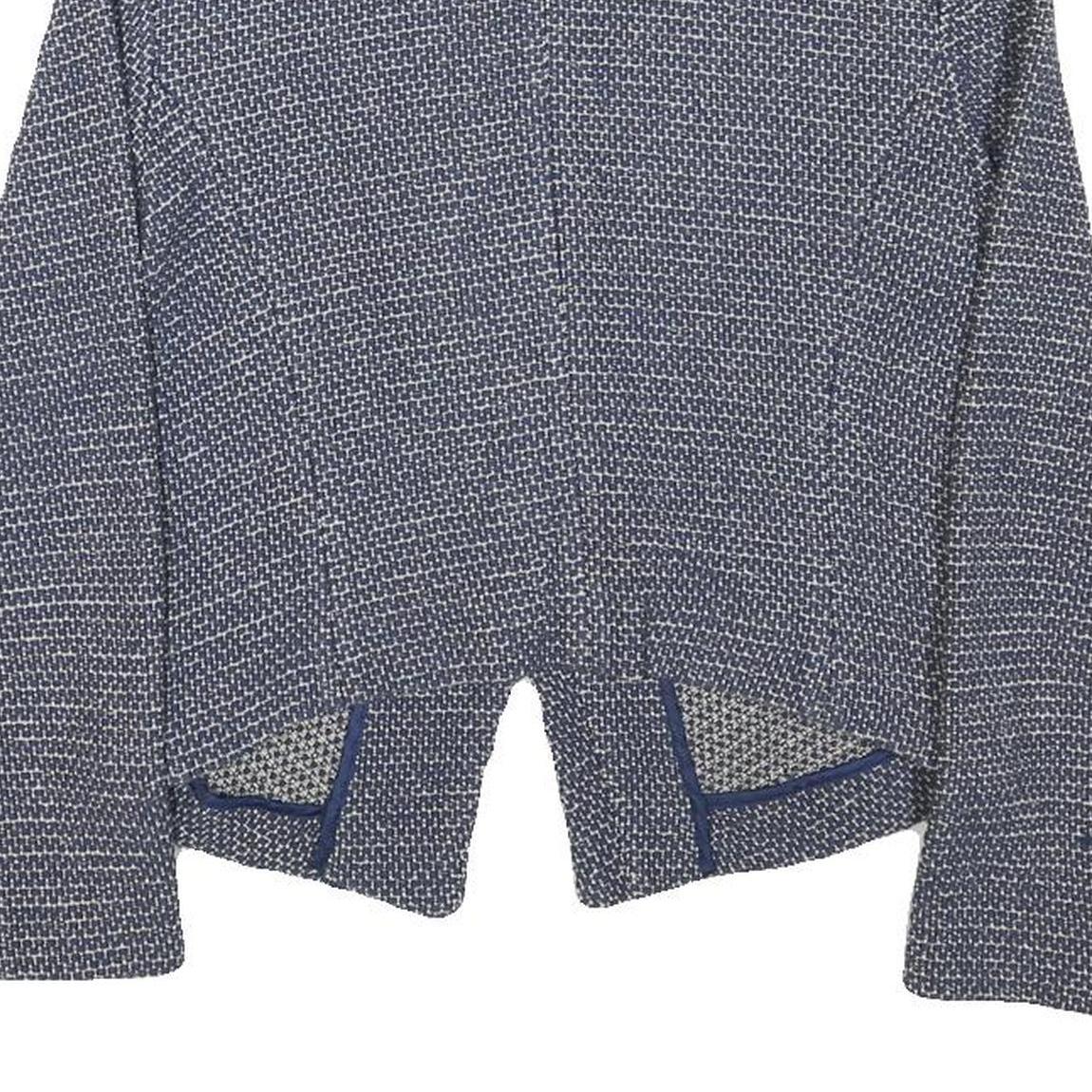 HALLHUBER Womens Blue Cotton Blend Zip Jacket S Woven Textured Pattern Tailored