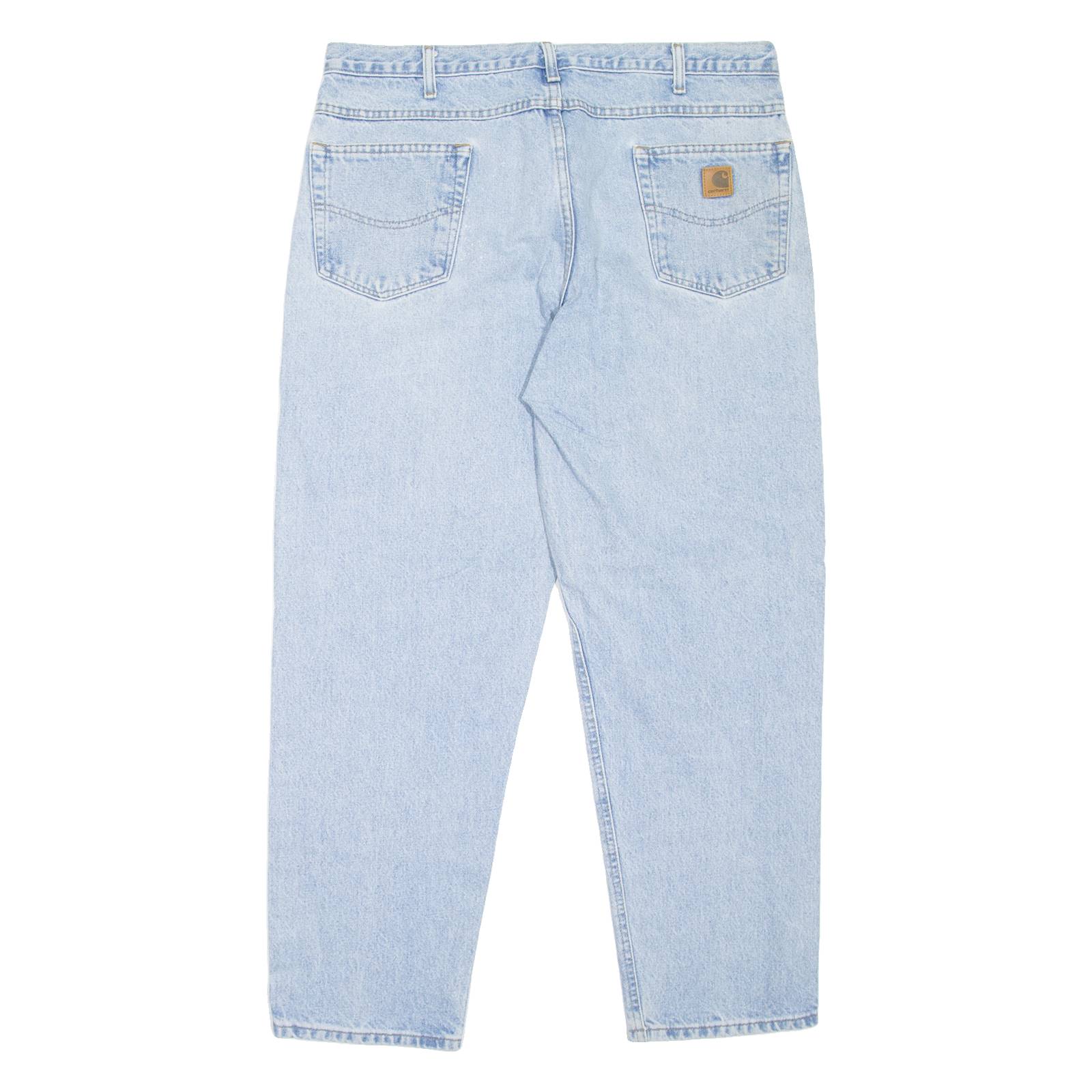 CARHARTT Workwear Mens Jeans Blue Relaxed Tapered Stone Wash W36 L30