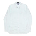 TOMMY HILFIGER Mens White Pinstripe Cotton Shirt L Classic Formal Button Down