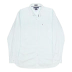 TOMMY HILFIGER Mens White Pinstripe Cotton Shirt L Classic Formal Button Down