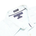 TOMMY HILFIGER Mens White Pinstripe Cotton Shirt L Classic Formal Button Down