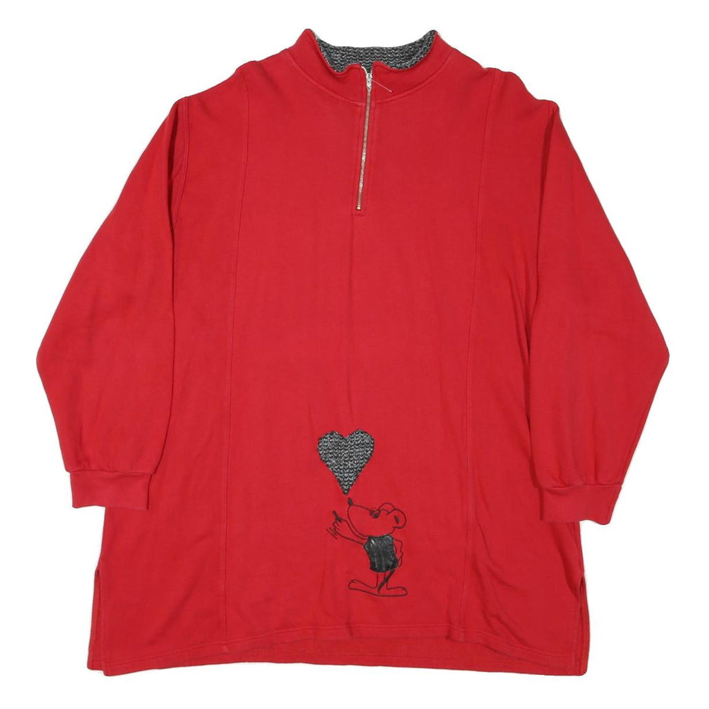 POWER Womens Red Pullover XL Sweatshirt Cotton Blend Heart Graphic