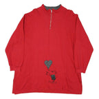 POWER Womens Red Pullover XL Sweatshirt Cotton Blend Heart Graphic