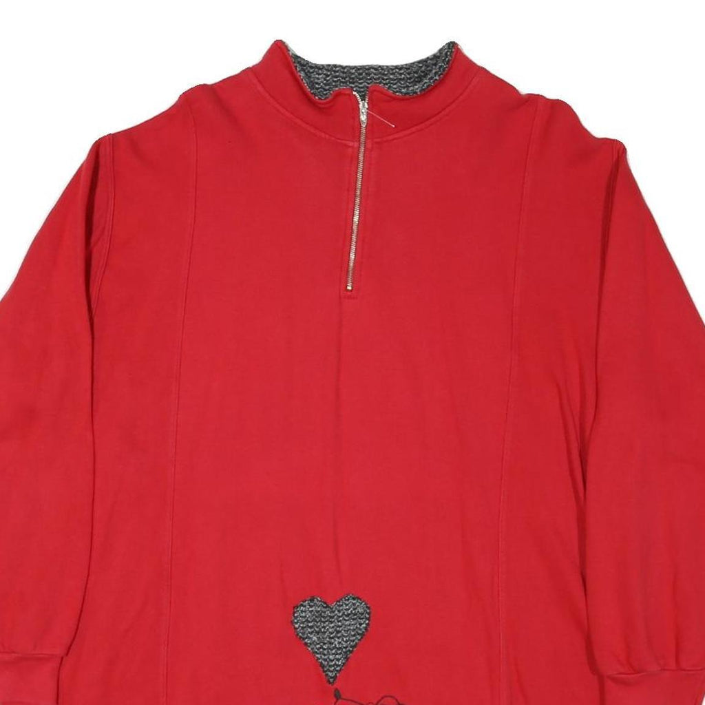 POWER Womens Red Pullover XL Sweatshirt Cotton Blend Heart Graphic