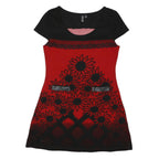 IZABEL Womens Red & Black Floral Short Sleeve A-Line Polyester Blend Dress UK 12