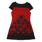 IZABEL Womens Red & Black Floral Short Sleeve A-Line Polyester Blend Dress UK 12
