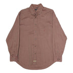 NAUTICA Mens Red Striped Shirt M Cotton Blend Long Sleeve Button Shirt Casual