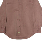 NAUTICA Mens Red Striped Shirt M Cotton Blend Long Sleeve Button Shirt Casual