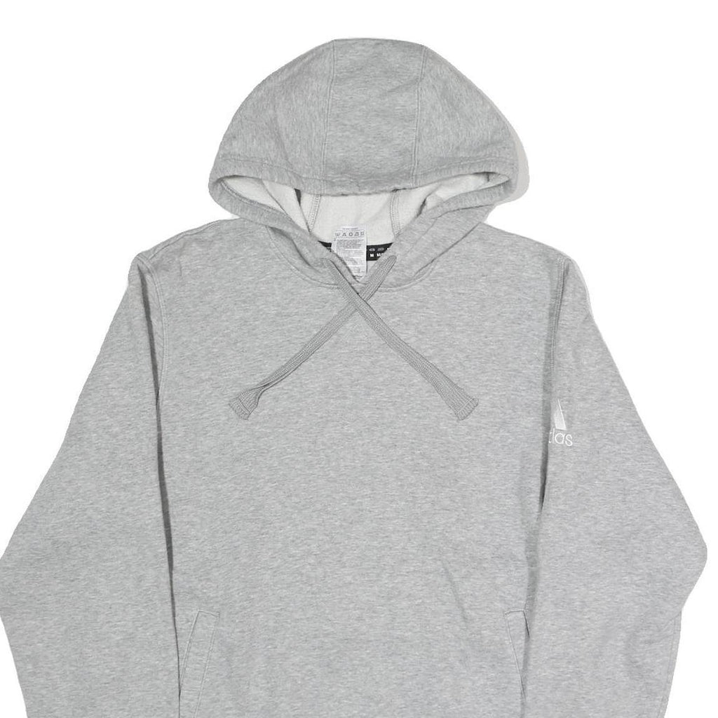 ADIDAS Mens Grey Hoodie M Cotton Pullover Drawstring Hood Casual