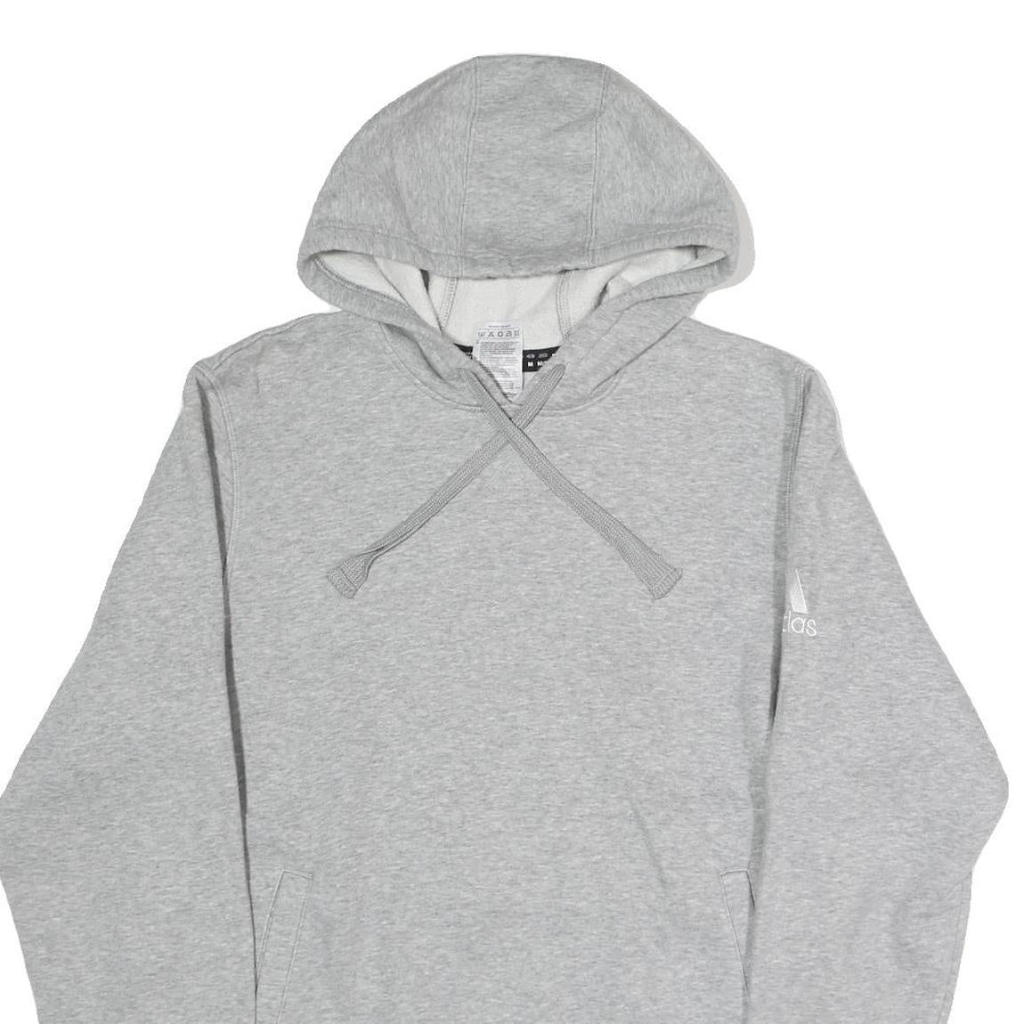ADIDAS Mens Grey Hoodie M Cotton Pullover Drawstring Hood Casual