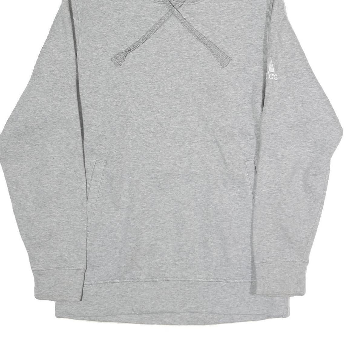 ADIDAS Mens Grey Hoodie M Cotton Pullover Drawstring Hood Casual