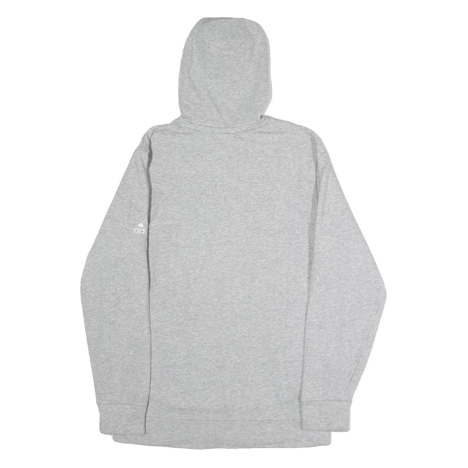 ADIDAS Mens Grey Hoodie M Cotton Pullover Drawstring Hood Casual