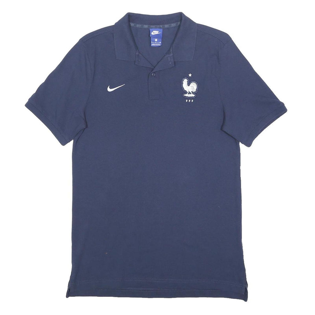 NIKE Mens Blue FFF Short Sleeve Plain S Cotton Polo Shirt Sports