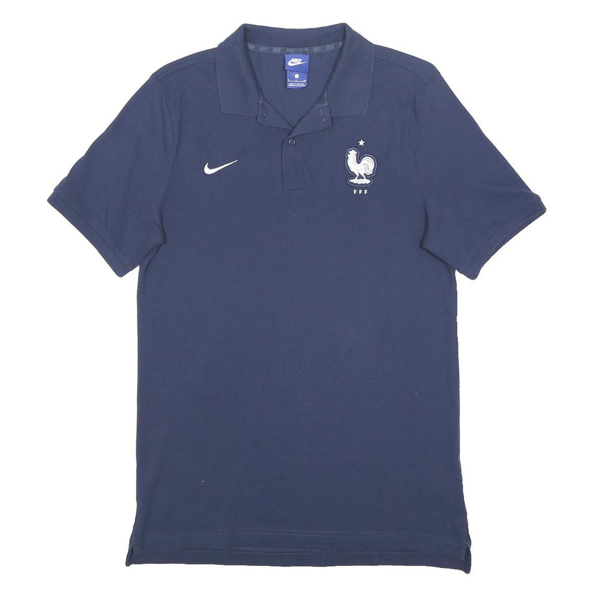NIKE Mens Blue FFF Short Sleeve Plain S Cotton Polo Shirt Sports