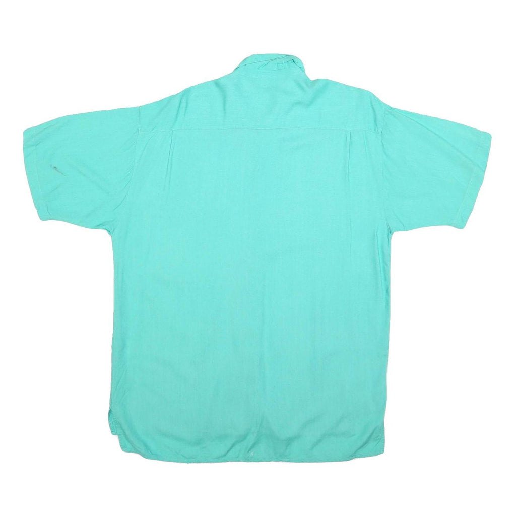 POMME Mens Blue Polyester Blend Shirt M Casual Short Sleeve Button Shirt