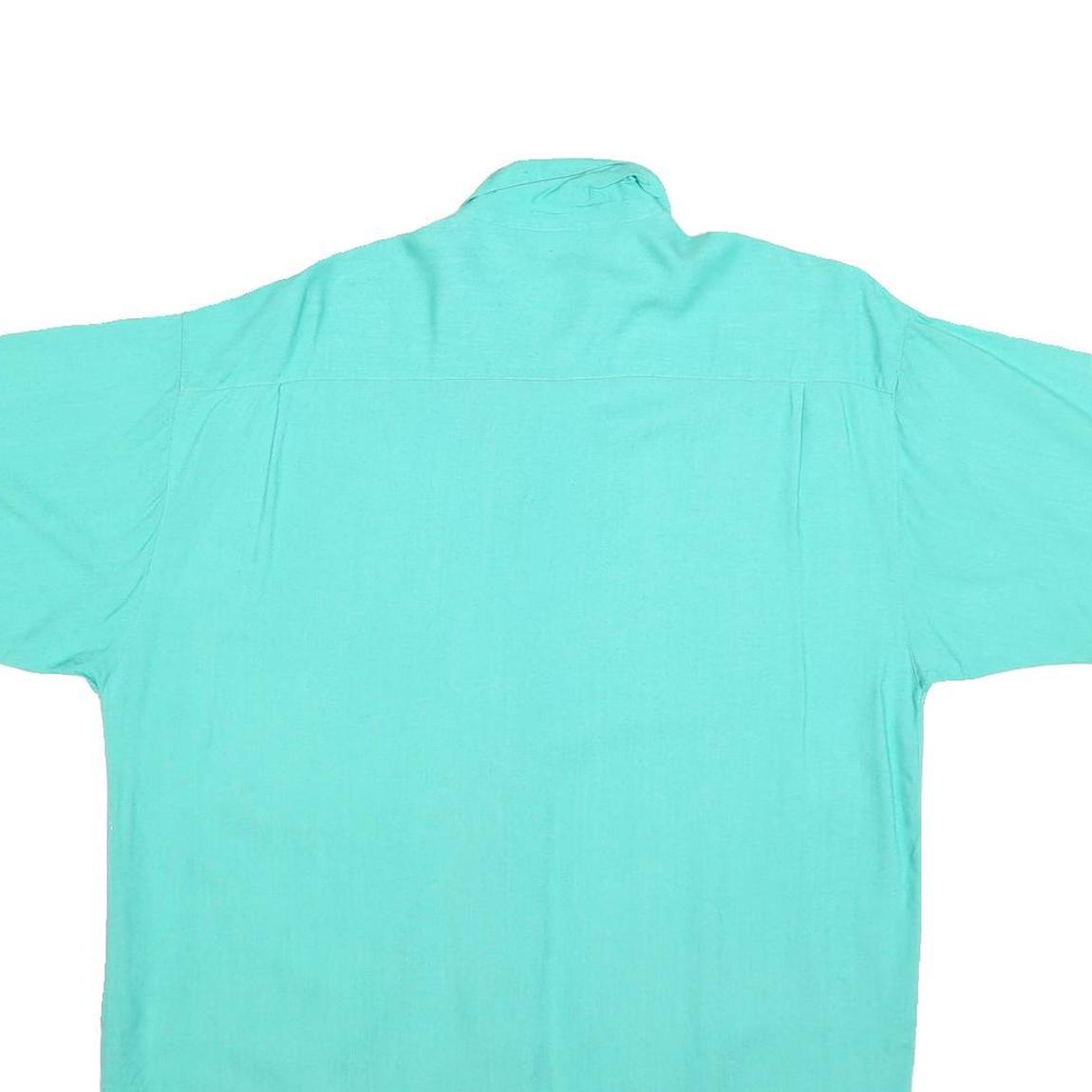 POMME Mens Blue Polyester Blend Shirt M Casual Short Sleeve Button Shirt