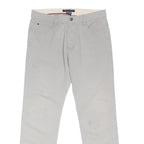 TOMMY HILFIGER Mens Cotton Blend Grey Regular Straight Trousers W32 L30 Casual