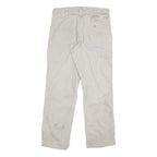 CARHARTT Mens Cotton Blend Beige Relaxed Straight Trousers W32 L30 Workwear Zip