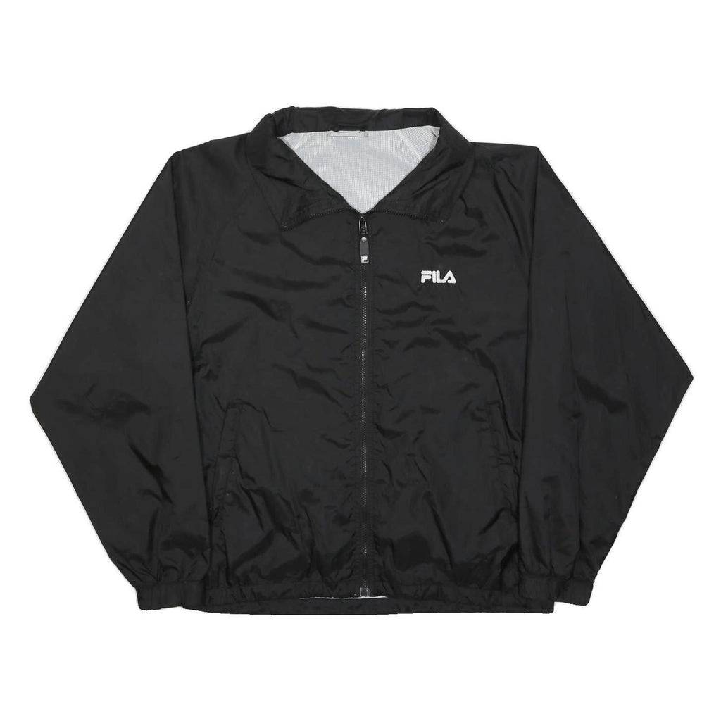 FILA Mens Black Zip Jacket M Polyamide Plain Lightweight Sportswear