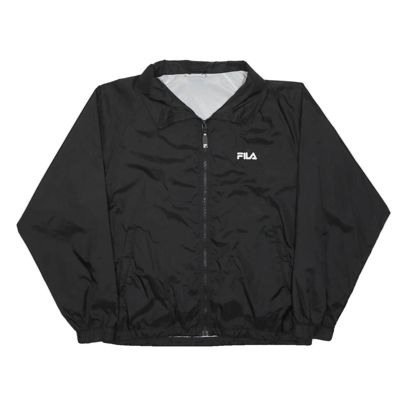 FILA Mens Black Zip Jacket M Polyamide Plain Lightweight Sportswear