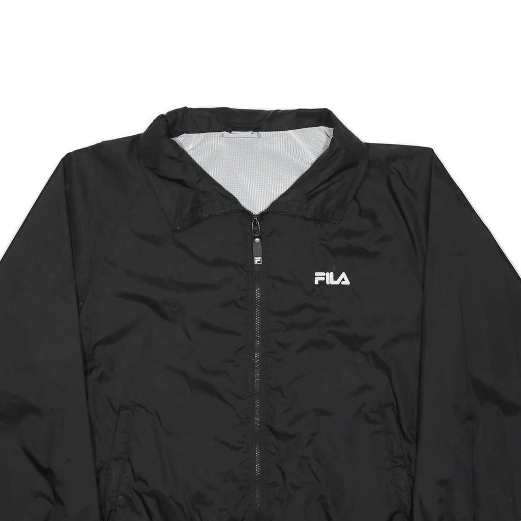 FILA Mens Black Zip Jacket M Polyamide Plain Lightweight Sportswear