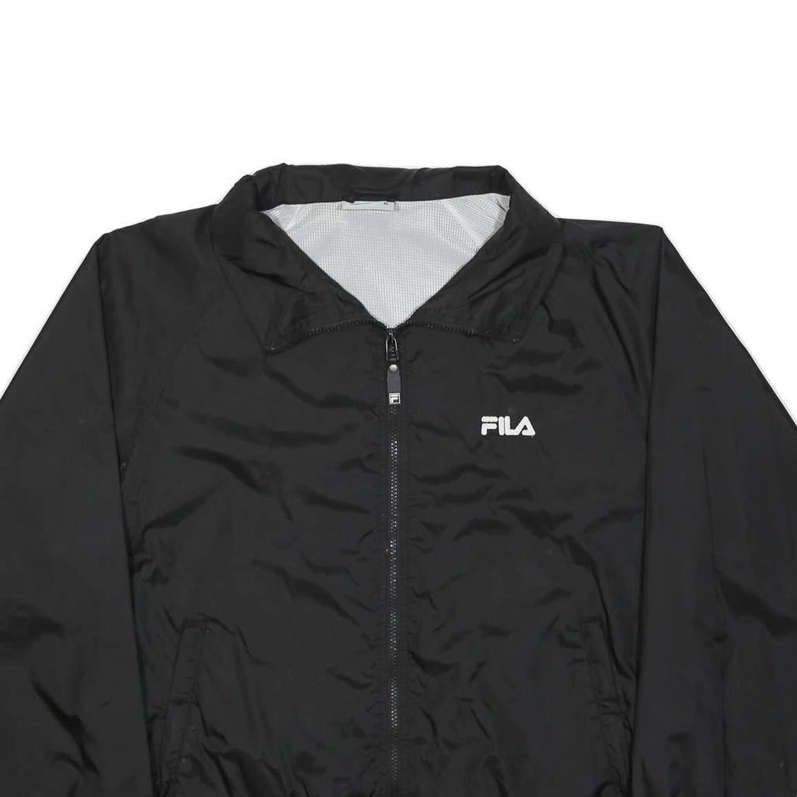 FILA Mens Black Zip Jacket M Polyamide Plain Lightweight Sportswear