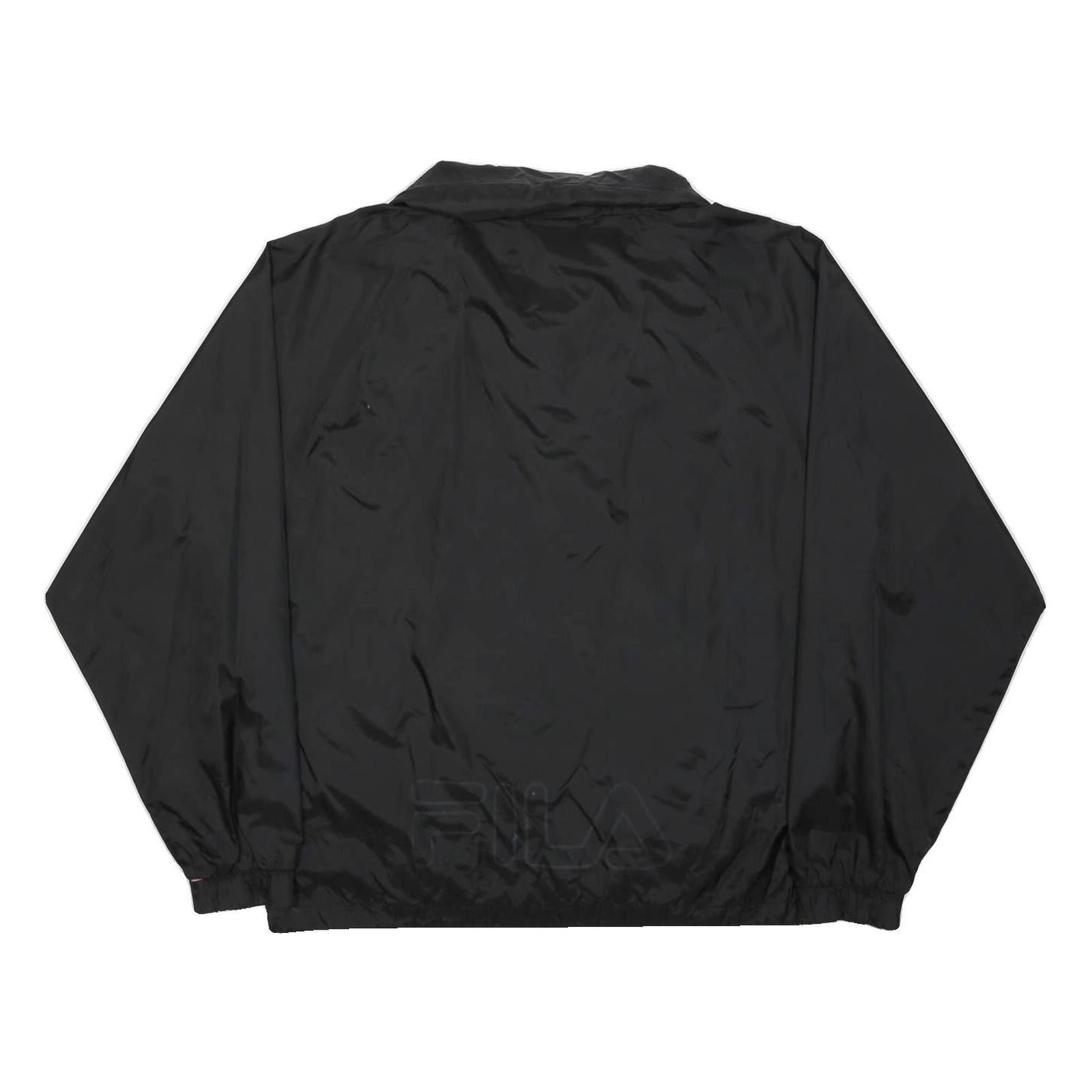 FILA Mens Black Zip Jacket M Polyamide Plain Lightweight Sportswear