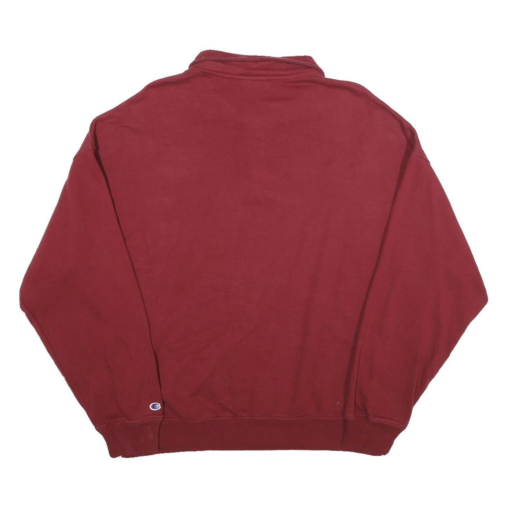 CHAMPION Mens Maroon Polo Collar XL Cotton Blend Sweatshirt Classic Logo