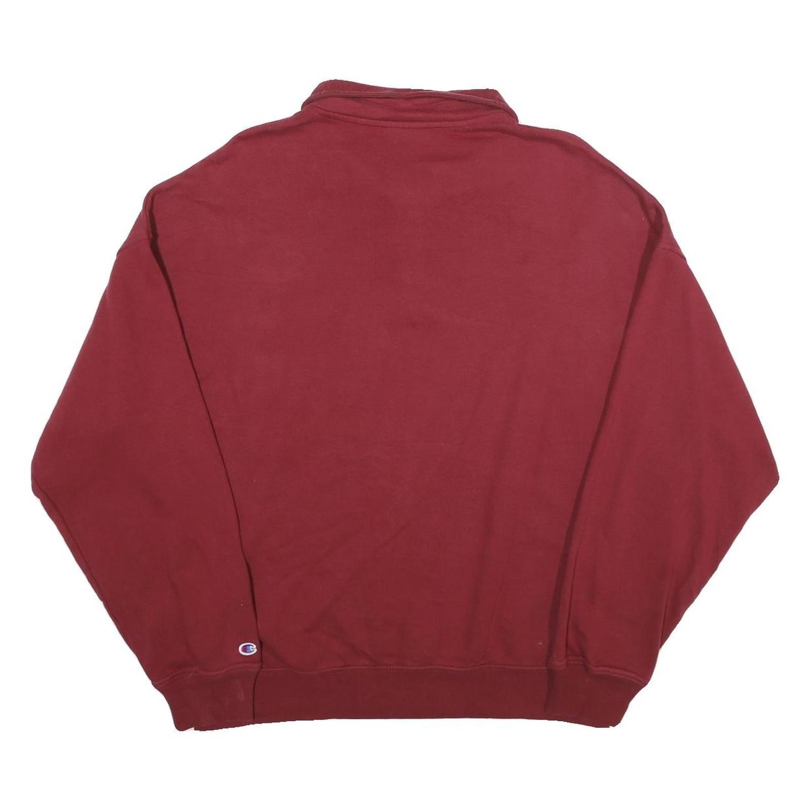 CHAMPION Mens Maroon Polo Collar XL Cotton Blend Sweatshirt Classic Logo