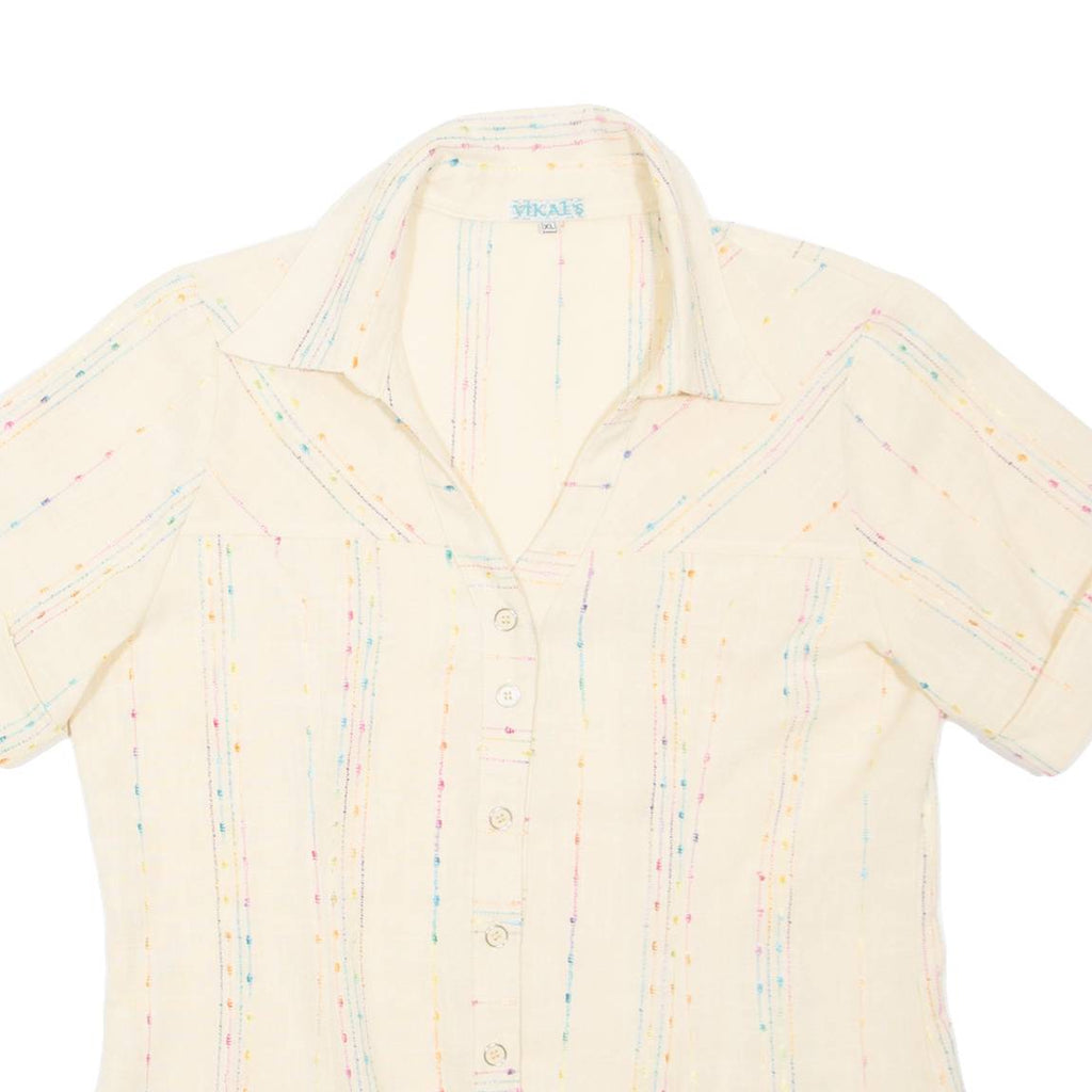 VIKALS Womens Shirt Beige Striped XL