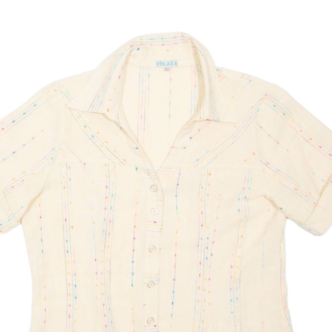 VIKALS Womens Shirt Beige Striped XL