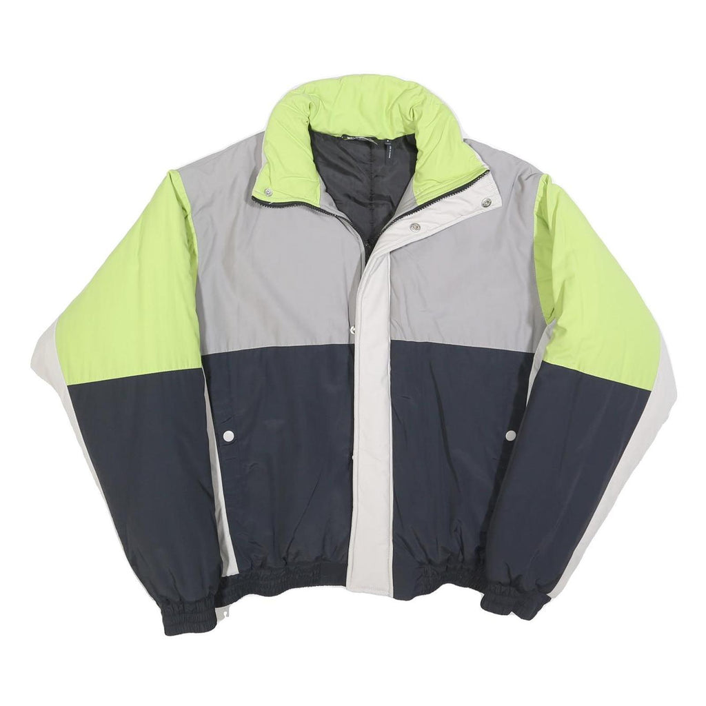 RECLAIMED VINTAGE Mens Lime Green & Grey Colourblock Jacket M Polyester Blend