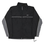 REEBOK Mens Black & Grey Zip Front Track Jacket M Polyester Plain Sportswear