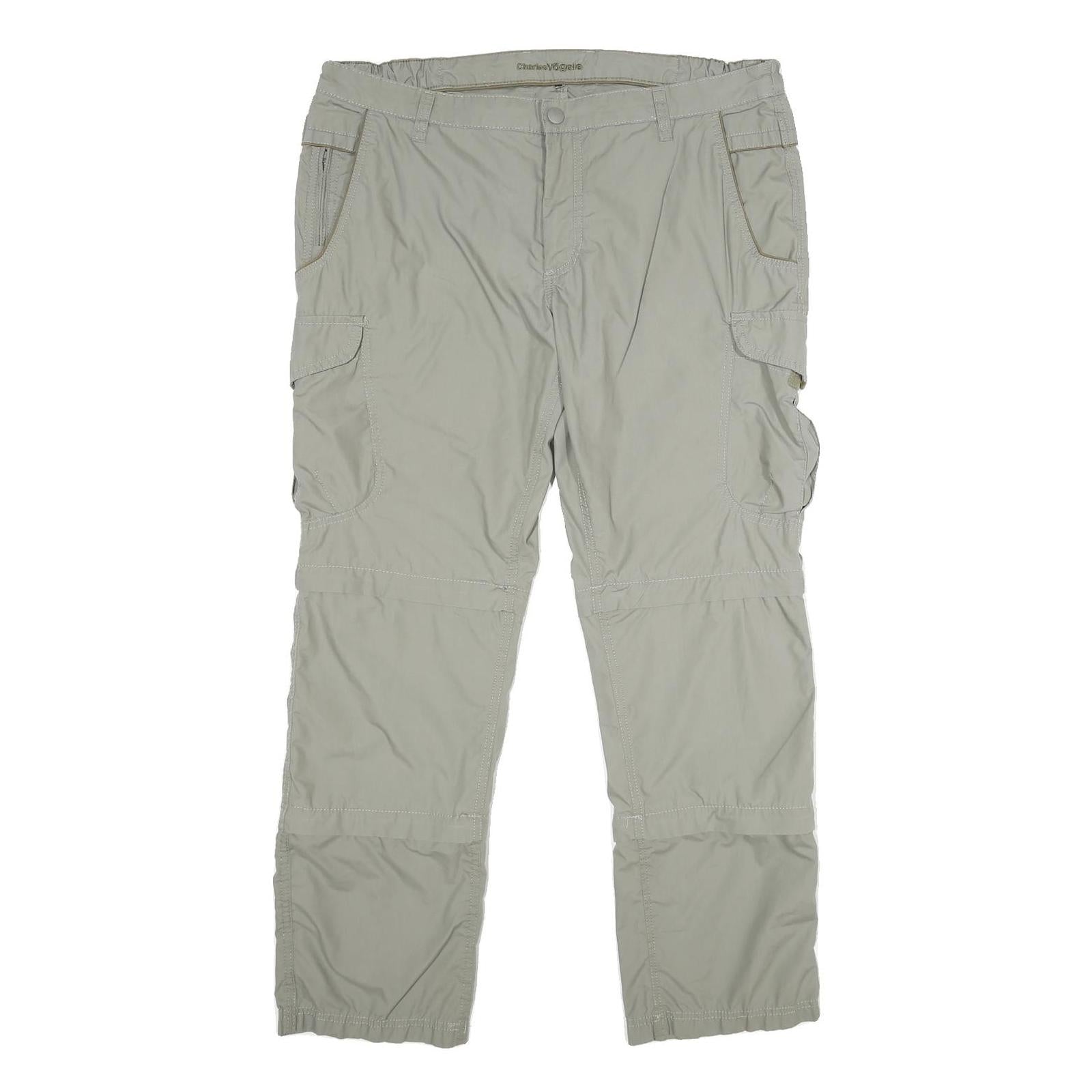 CHARLES VOGELE Mens Beige Relaxed Cargo Trousers W38 L31 Zip Pockets Casual