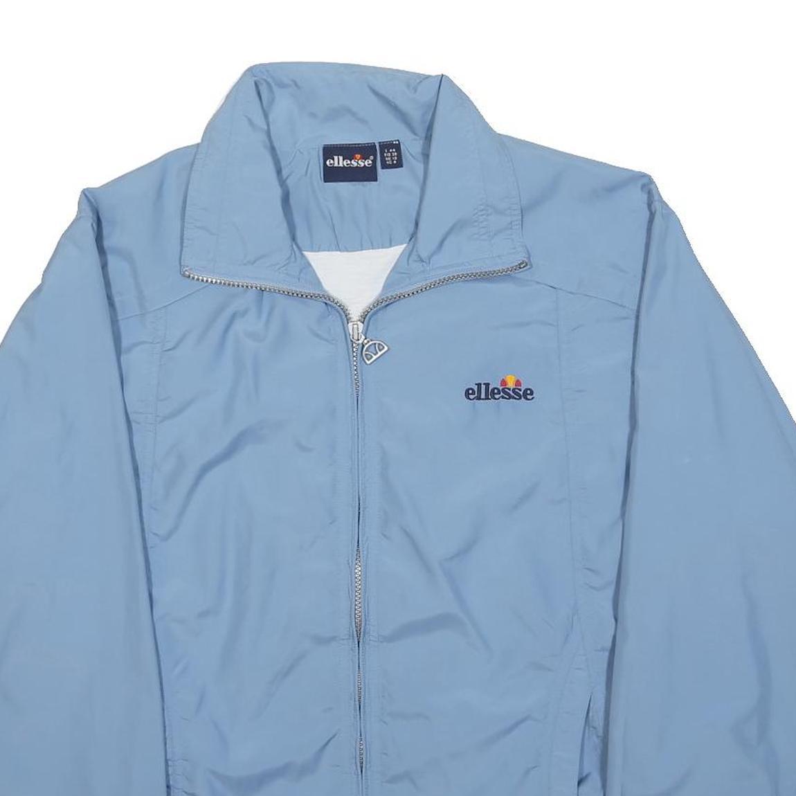 ELLESSE Womens Blue Bomber Jacket UK 12 Polyester Plain Lightweight Zip