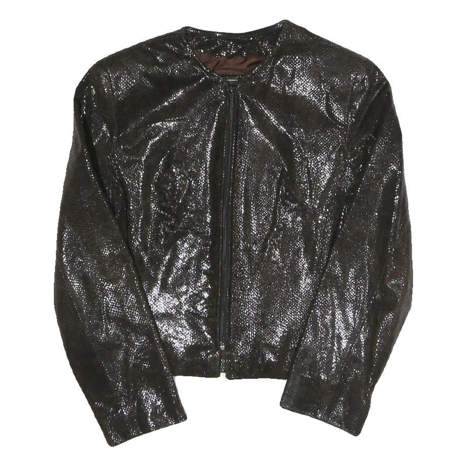SERGIO MIMRANI Womens Black Zip Jacket S Polyester Blend Plain Stylish Evening
