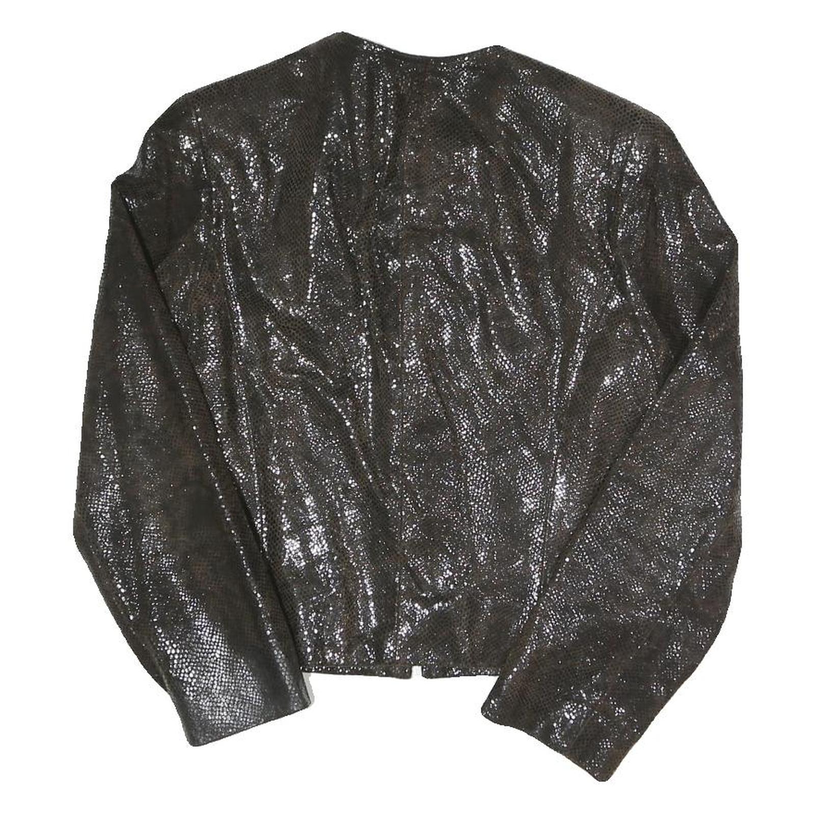 SERGIO MIMRANI Womens Black Zip Jacket S Polyester Blend Plain Stylish Evening