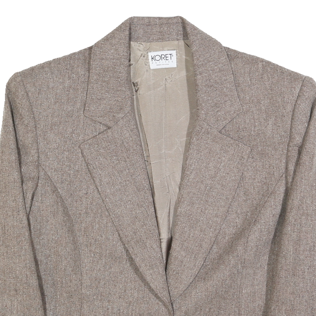 KORET Womens Beige Wool Blend Blazer Jacket M Woven Classic Button Closure