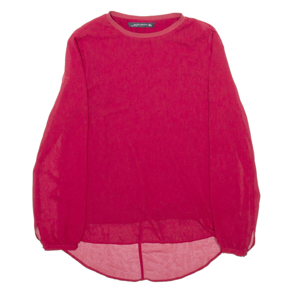 ZARA Womens Blouse Maroon Long Sleeve Viscose S