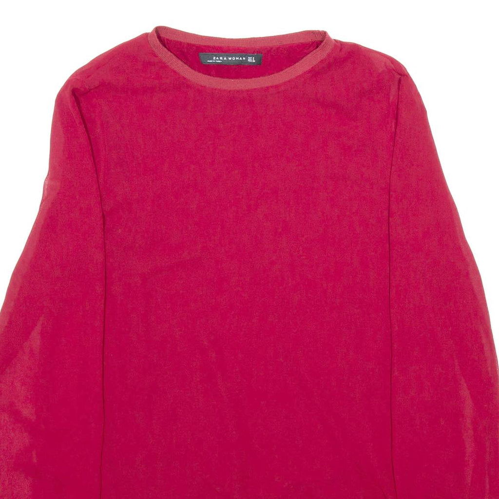 ZARA Womens Blouse Maroon Long Sleeve Viscose S
