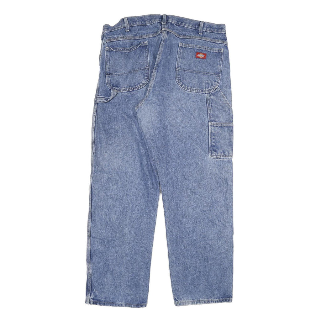 DICKIES Mens Regular Fit Blue Denim Jeans W40 L32 Workwear Cotton Blend Zip