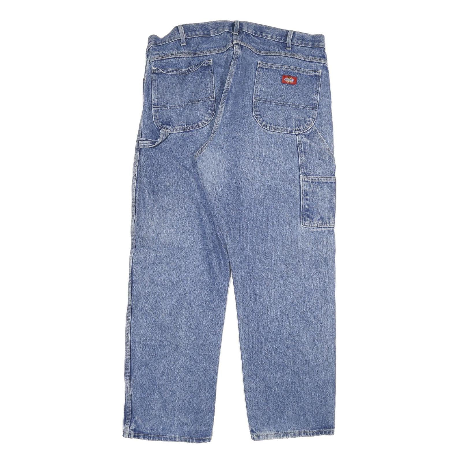 DICKIES Mens Regular Fit Blue Denim Jeans W40 L32 Workwear Cotton Blend Zip