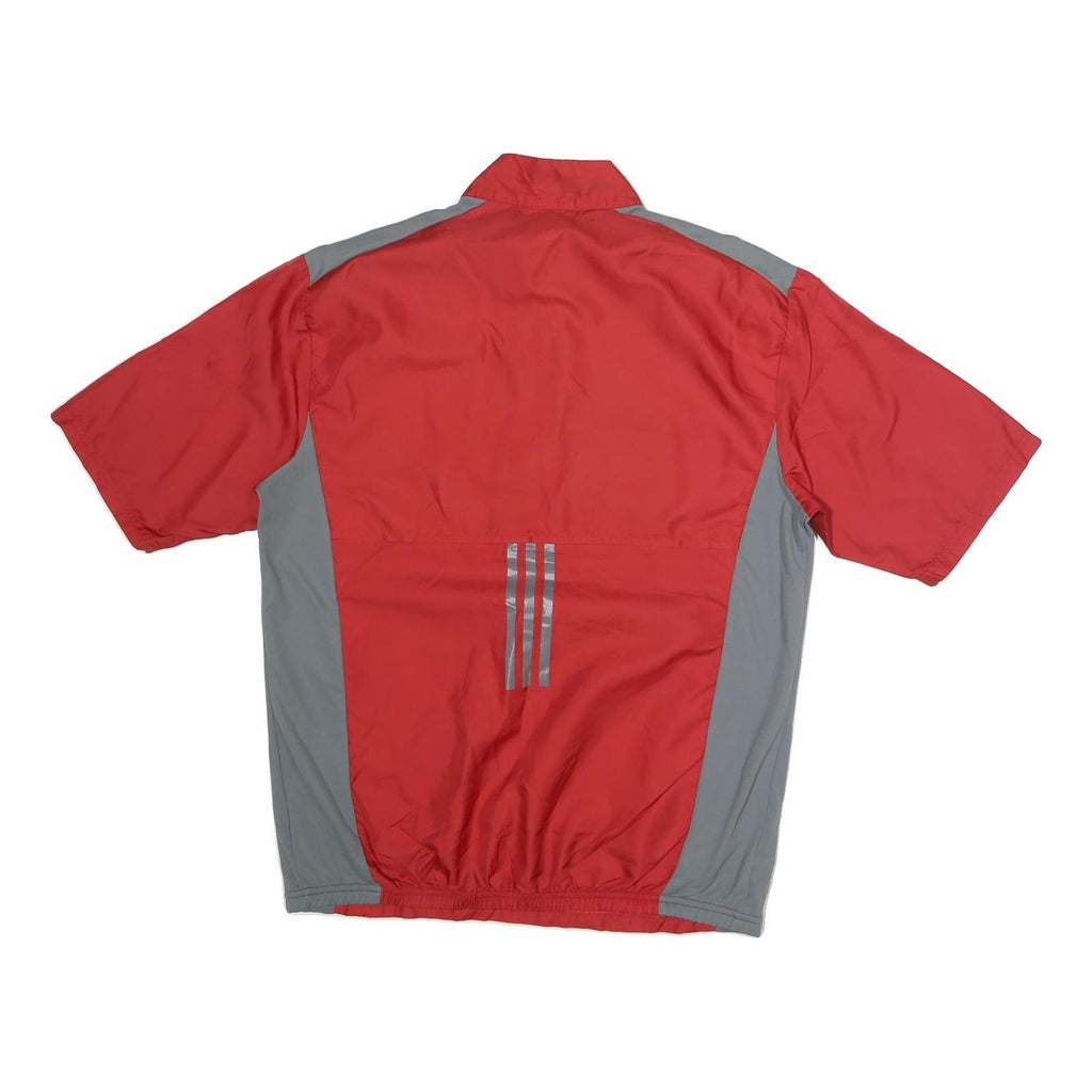 ADIDAS Mens Red & Grey Outdoor Jacket M Polyester Zip Track Casual Sportswear