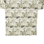 J G HOOK Mens Beige & Brown Golf Print Short Sleeve Polo Shirt L Cotton Blend