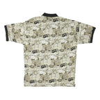 J G HOOK Mens Beige & Brown Golf Print Short Sleeve Polo Shirt L Cotton Blend