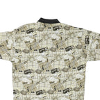 J G HOOK Mens Beige & Brown Golf Print Short Sleeve Polo Shirt L Cotton Blend