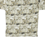 J G HOOK Mens Beige & Brown Golf Print Short Sleeve Polo Shirt L Cotton Blend