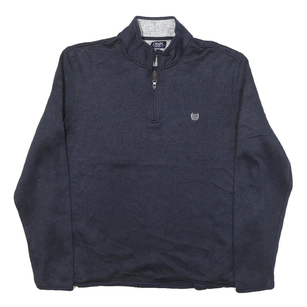 CHAPS Mens Navy Blue Plain Pullover Jumper Half Zip Crew Neck XL Casual
