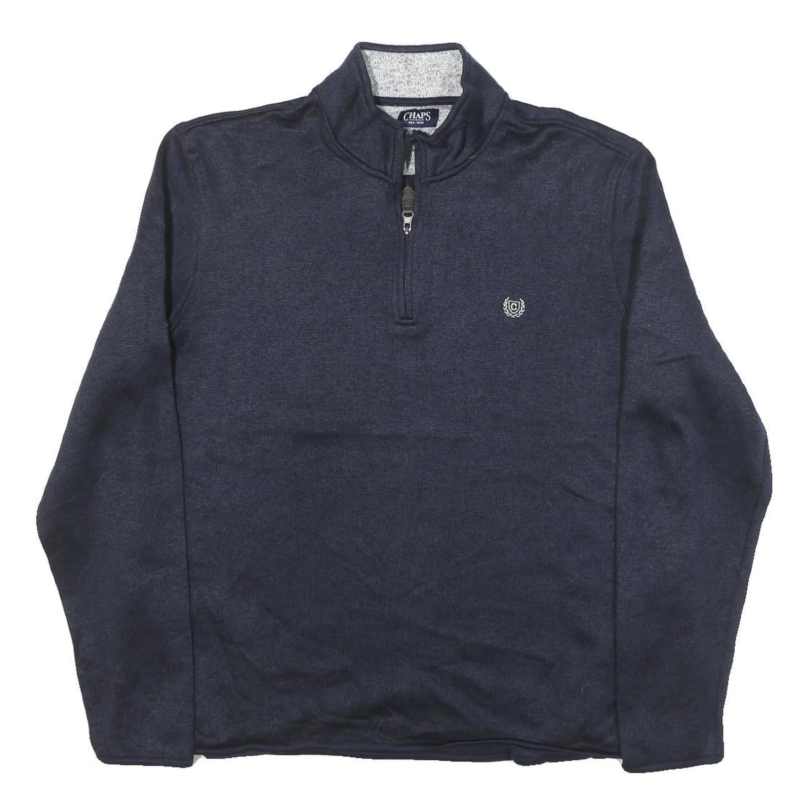 CHAPS Mens Navy Blue Plain Pullover Jumper Half Zip Crew Neck XL Casual