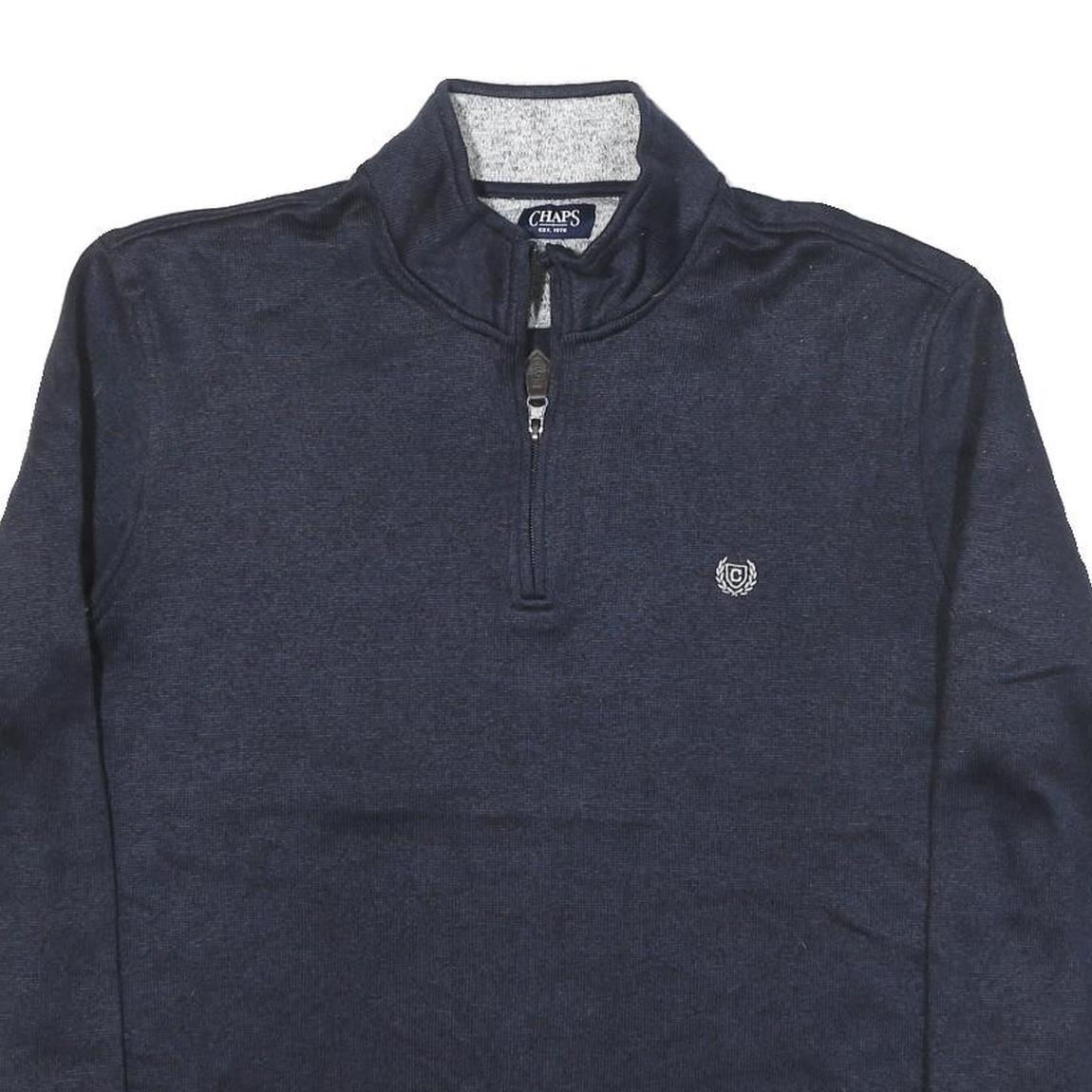 CHAPS Mens Navy Blue Plain Pullover Jumper Half Zip Crew Neck XL Casual